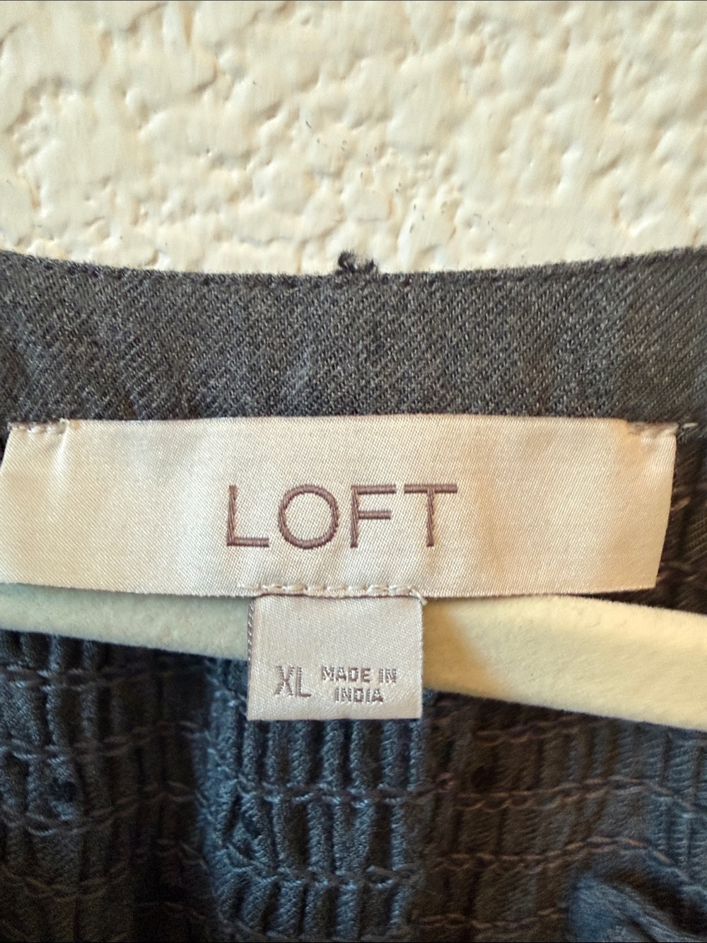 LOFT Gray Polka Dot Smocked Yoke Button-Front Blouse - Picture 4 of 5